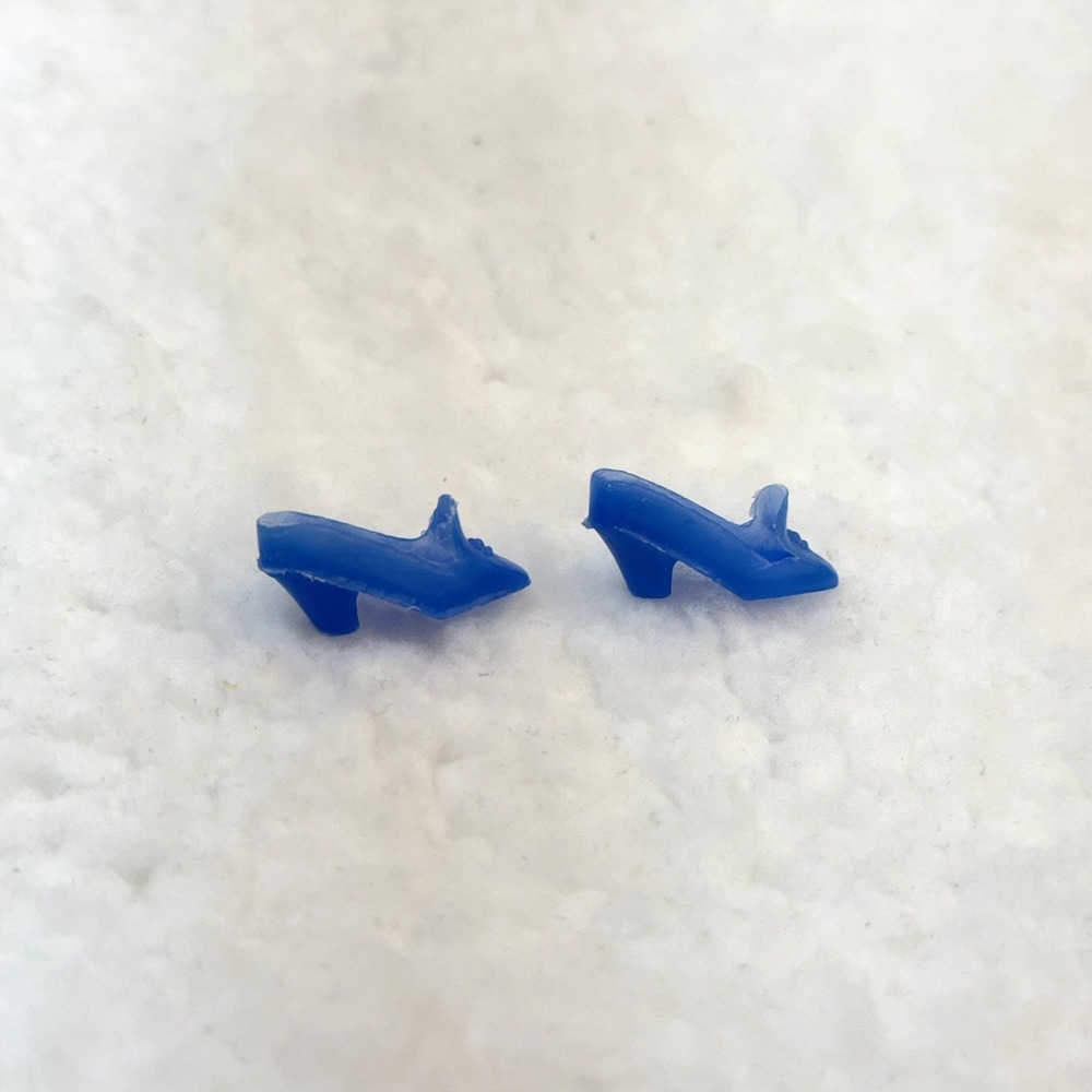 VTG Barbie Translucent Blue Pilgrim Shoes 1960s 70s Doll Heels Korea Mattel Pair
